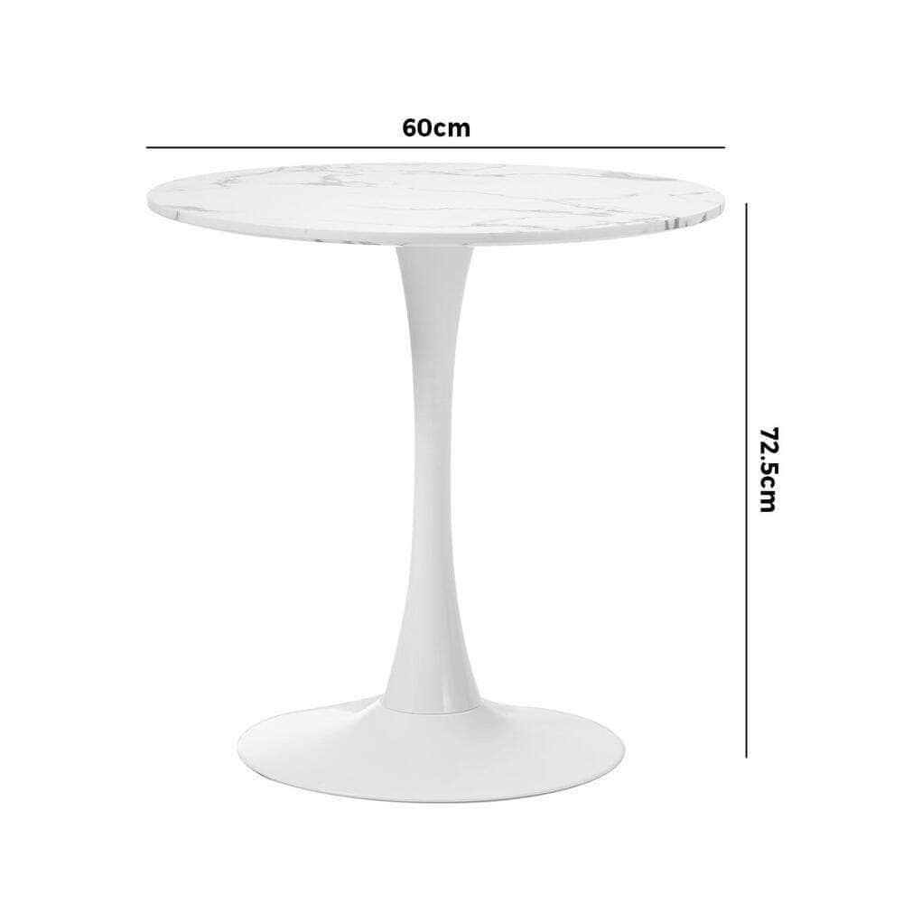 60cm Dining Table Kitchen Marble Tulip Round Metal Leg