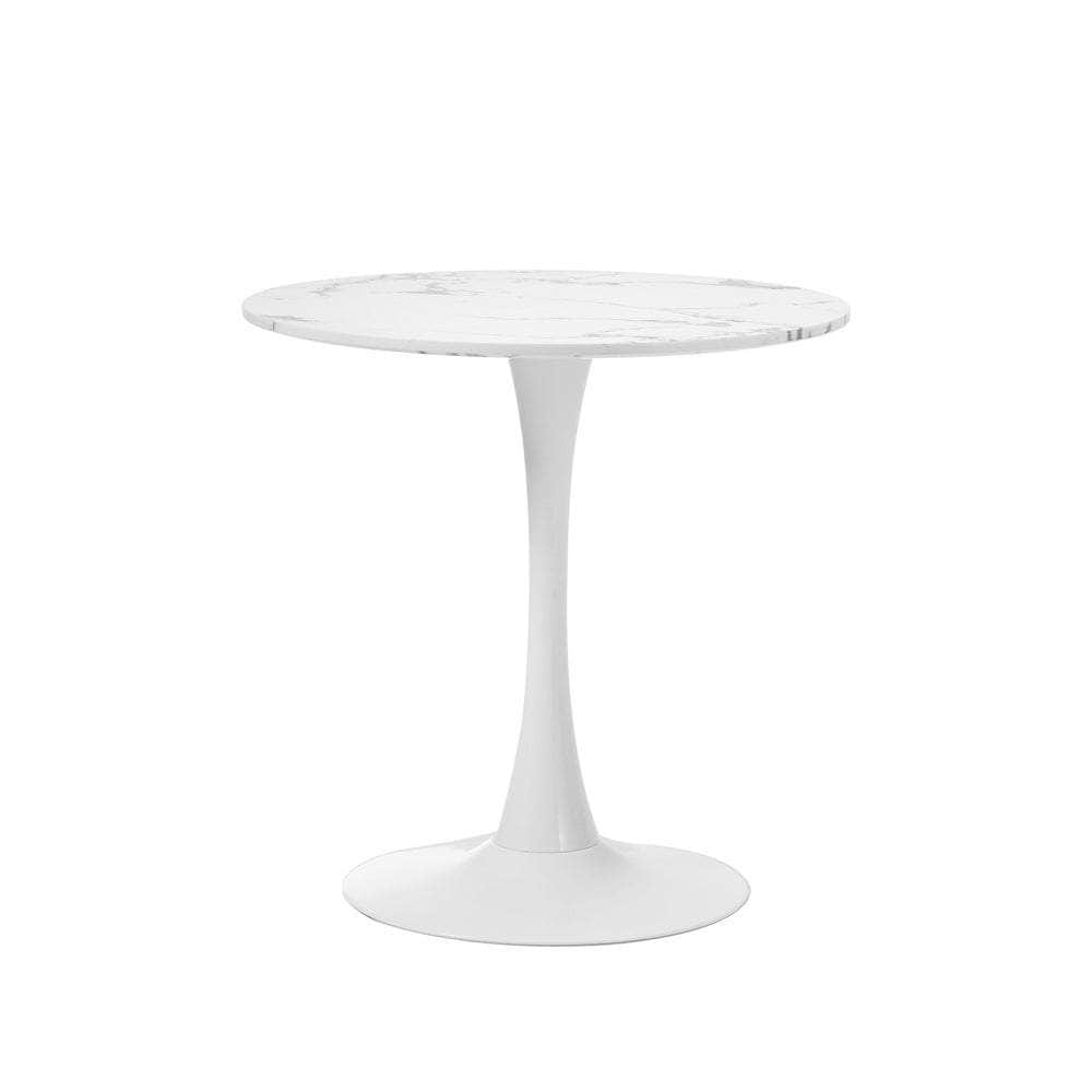 60cm Dining Table Kitchen Marble Tulip Round Metal Leg