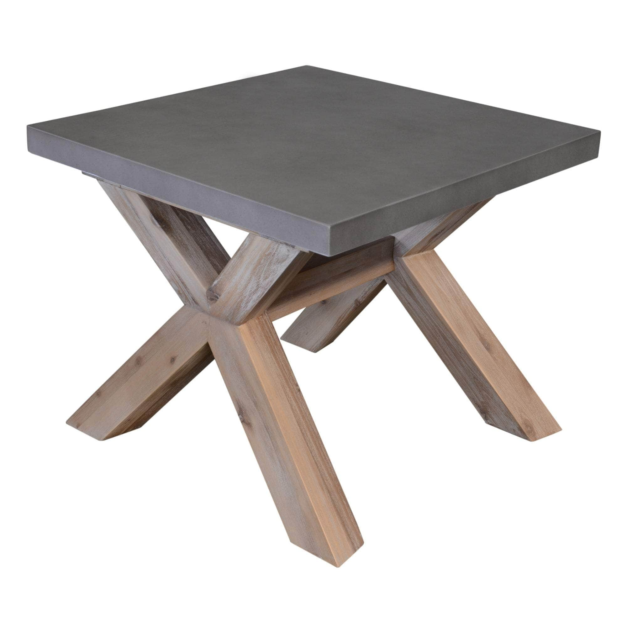 60Cm Square Lamp Table With Concrete Top - Grey