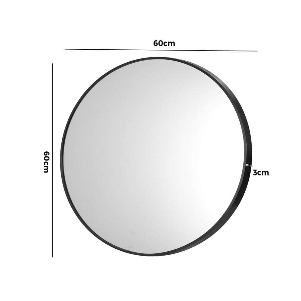 60cm Wall Mirrors Round Makeup Mirror Home Decro Black Living Room