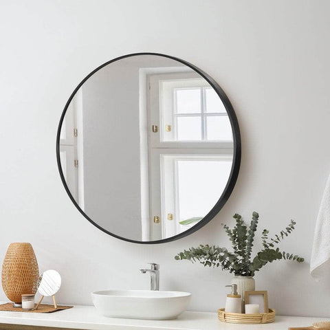 60cm Wall Mirrors Round Makeup Mirror Home Decro Black Living Room