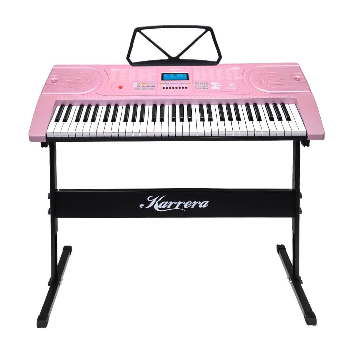 61-Keys Electronic Keyboard Piano with Stand Black/Pink/Silver