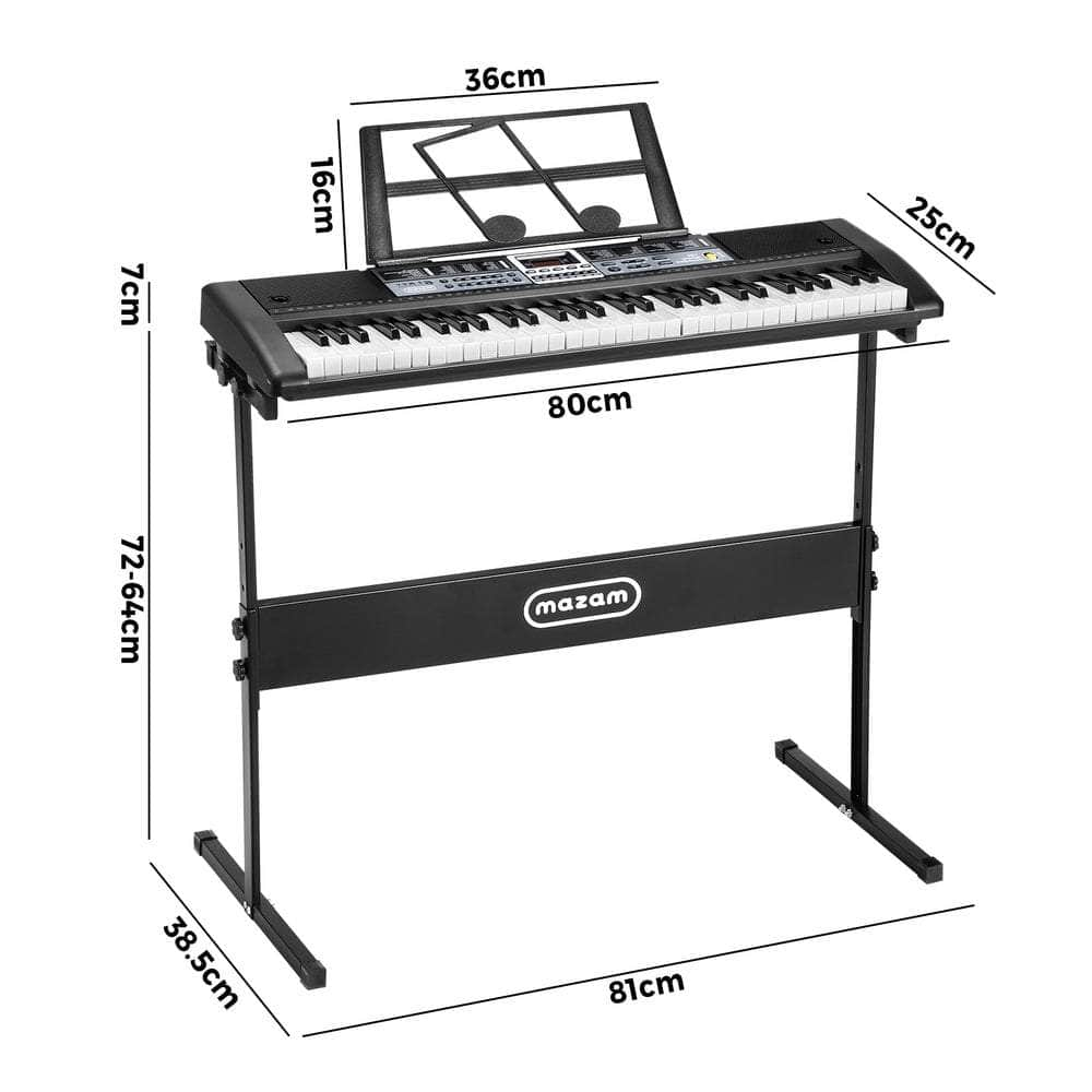 61 Keys Electronic Piano Keyboard Lighted Electric Keyboards Holder Stand