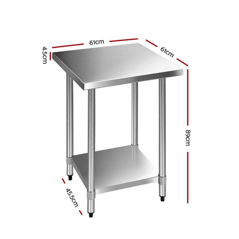 610X610Mm Stainless Steel Kitchen Bench