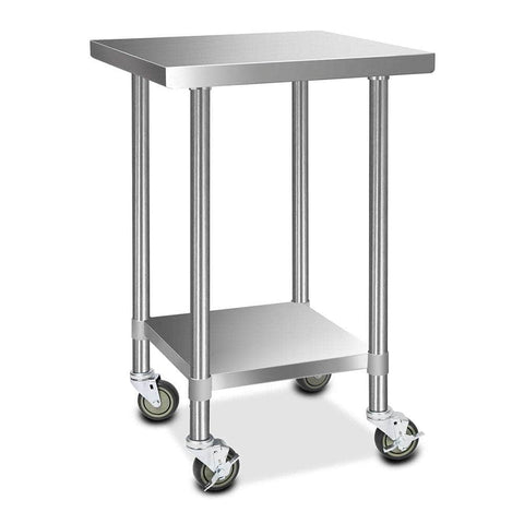 610X610Mm Stainless Steel Kitchen Bench With Wheels