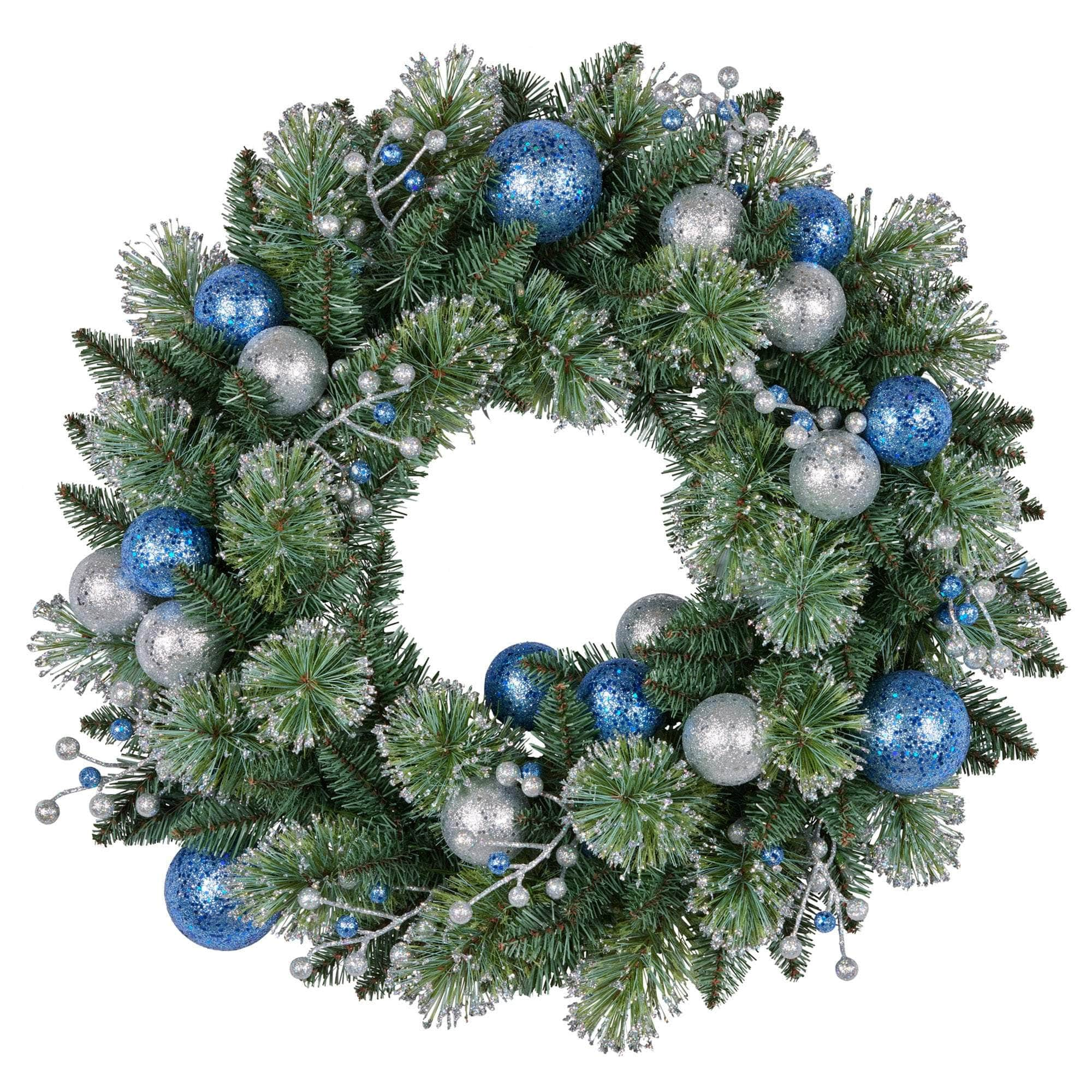 61cm Blue Collection Multicolour Pre-Lit Christmas Wreath