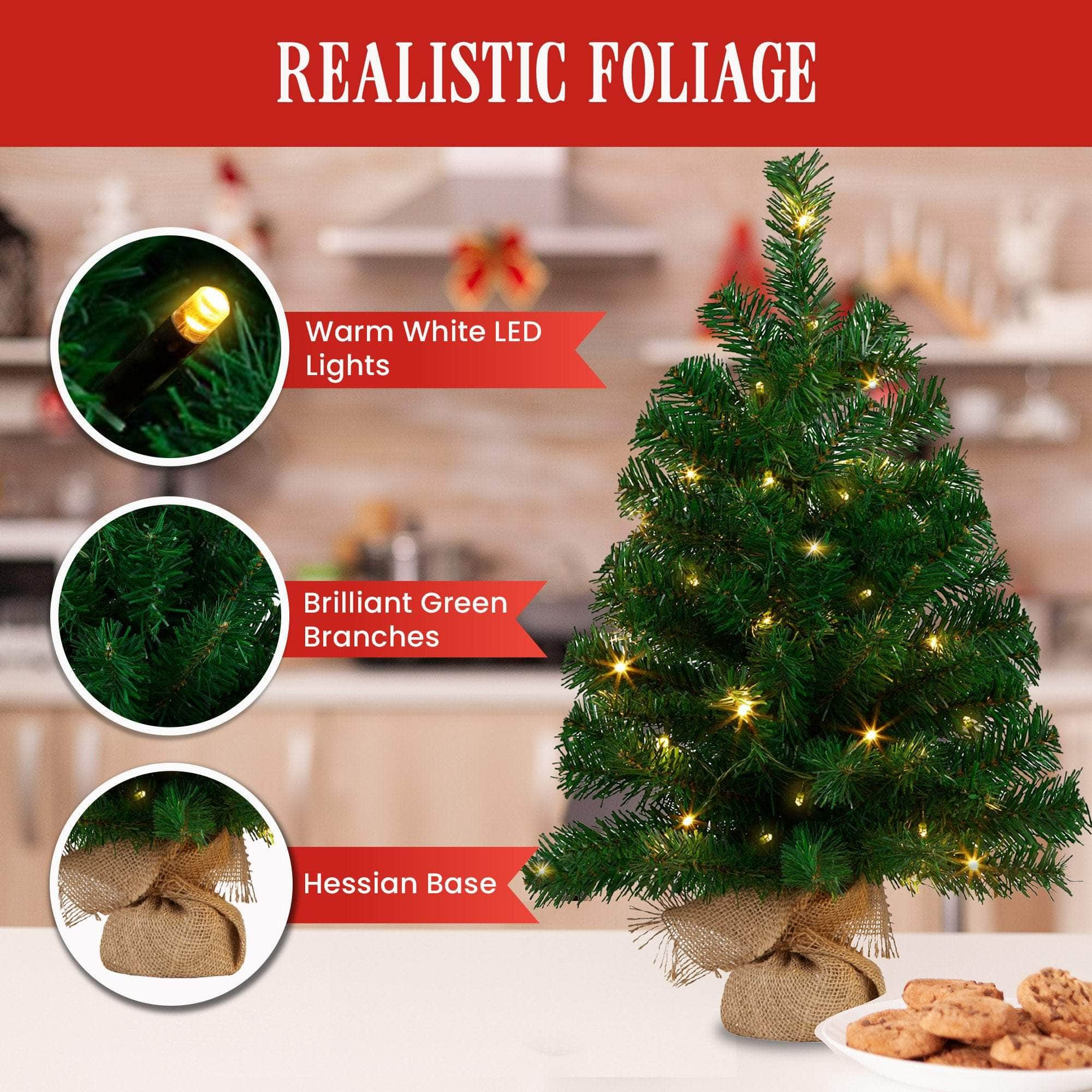 61cm Chadwick Green Pre-Lit Tabletop Christmas Tree