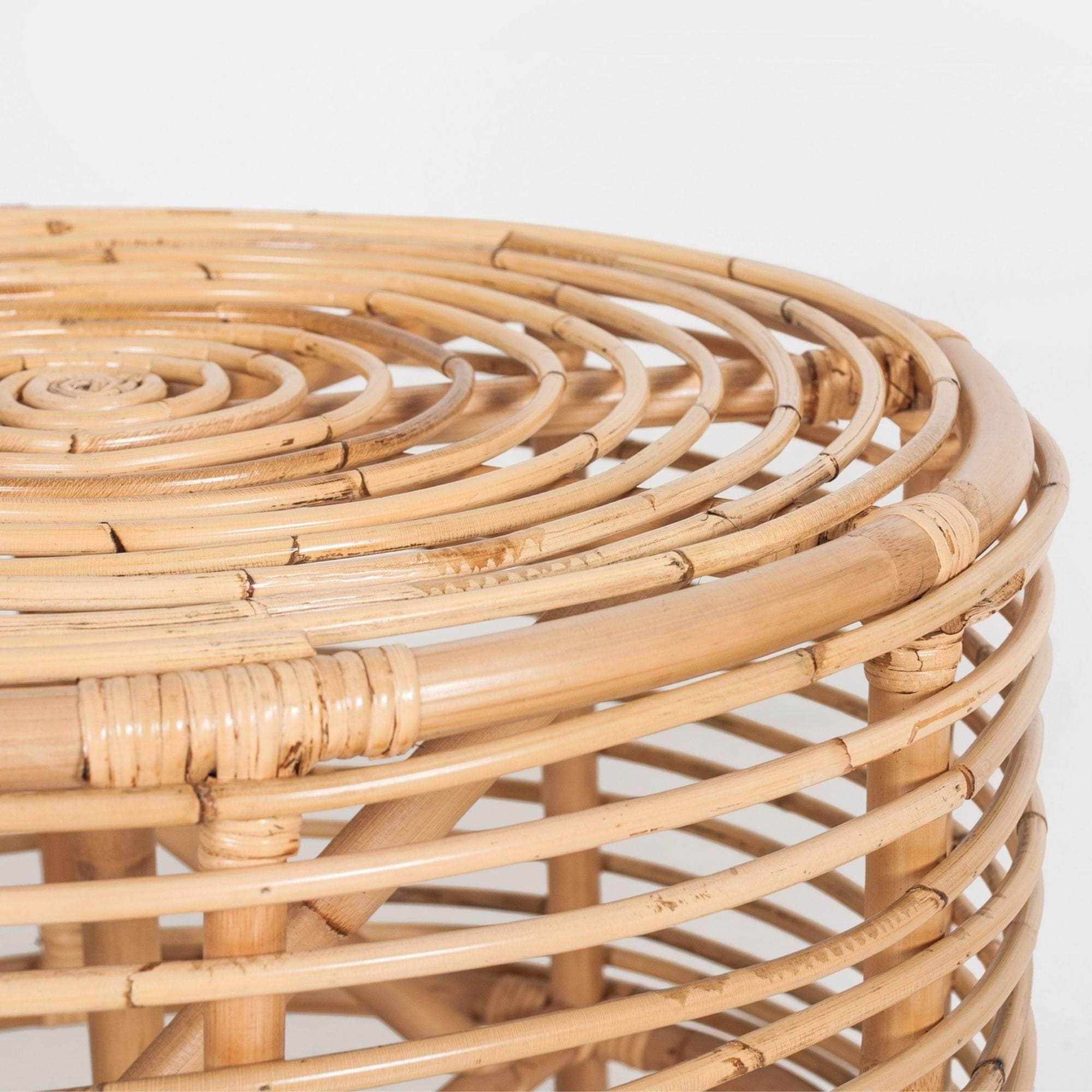 61Cm Rattan Round Side Table - Natural