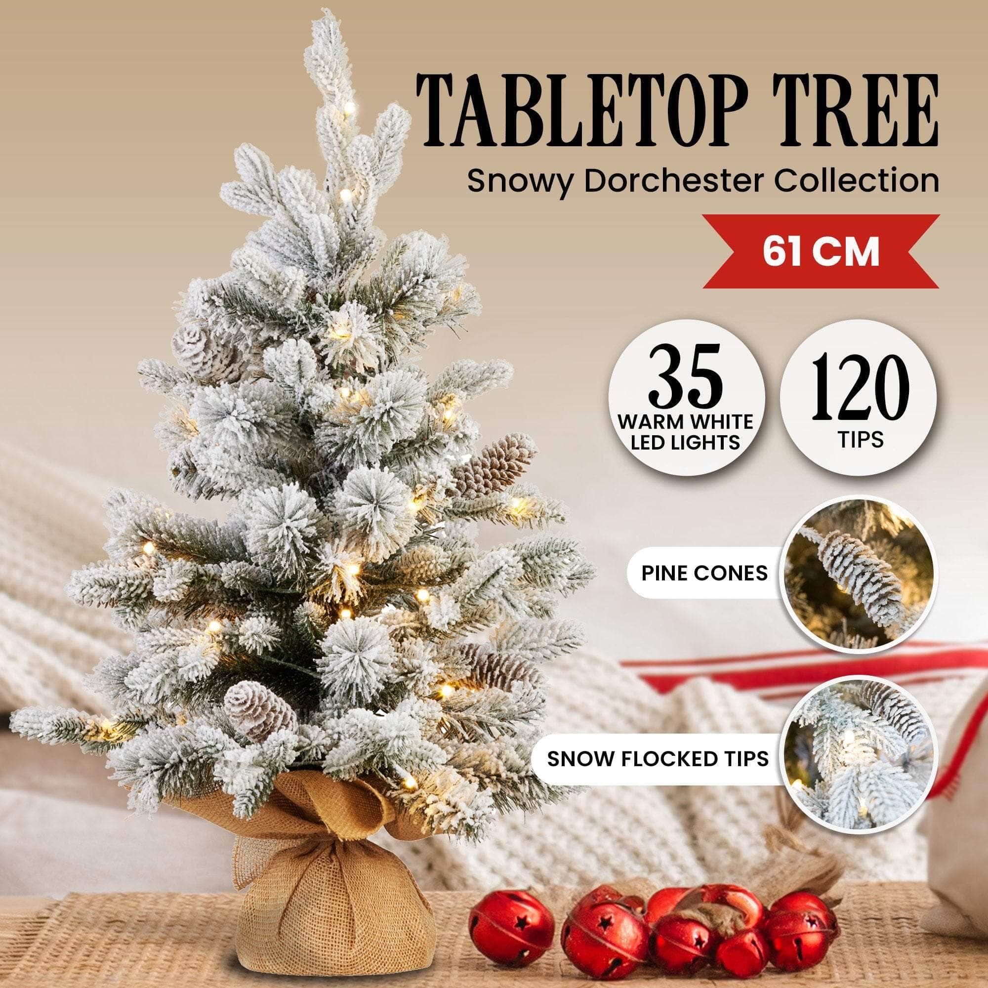 61cm Snowy Dorchester Tabletop Christmas Tree