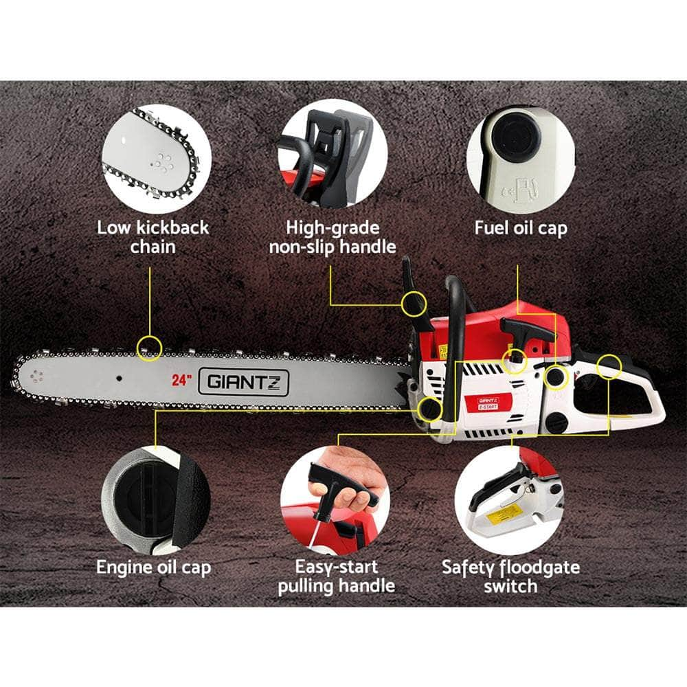 62Cc 24" Bar E-Start Pruning Chainsaw, Commercial Grade