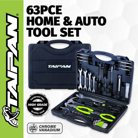 63PCE Home Auto Premium Quality Tool Set Case Chrome Vanadium Steel