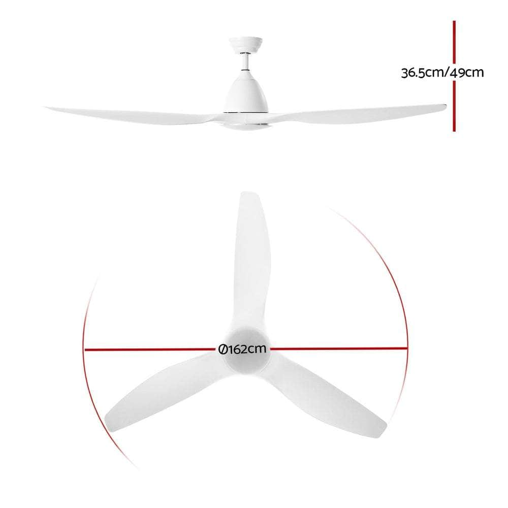 64'' Ceiling Fan Dc Motor W/Light W/Remote - White