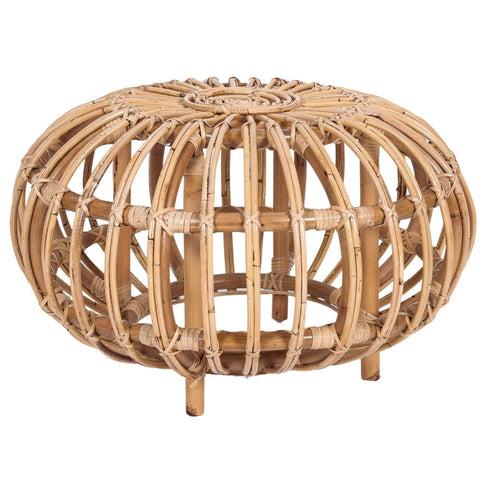 64Cm Rattan Round Side Sofa End Table - Natural