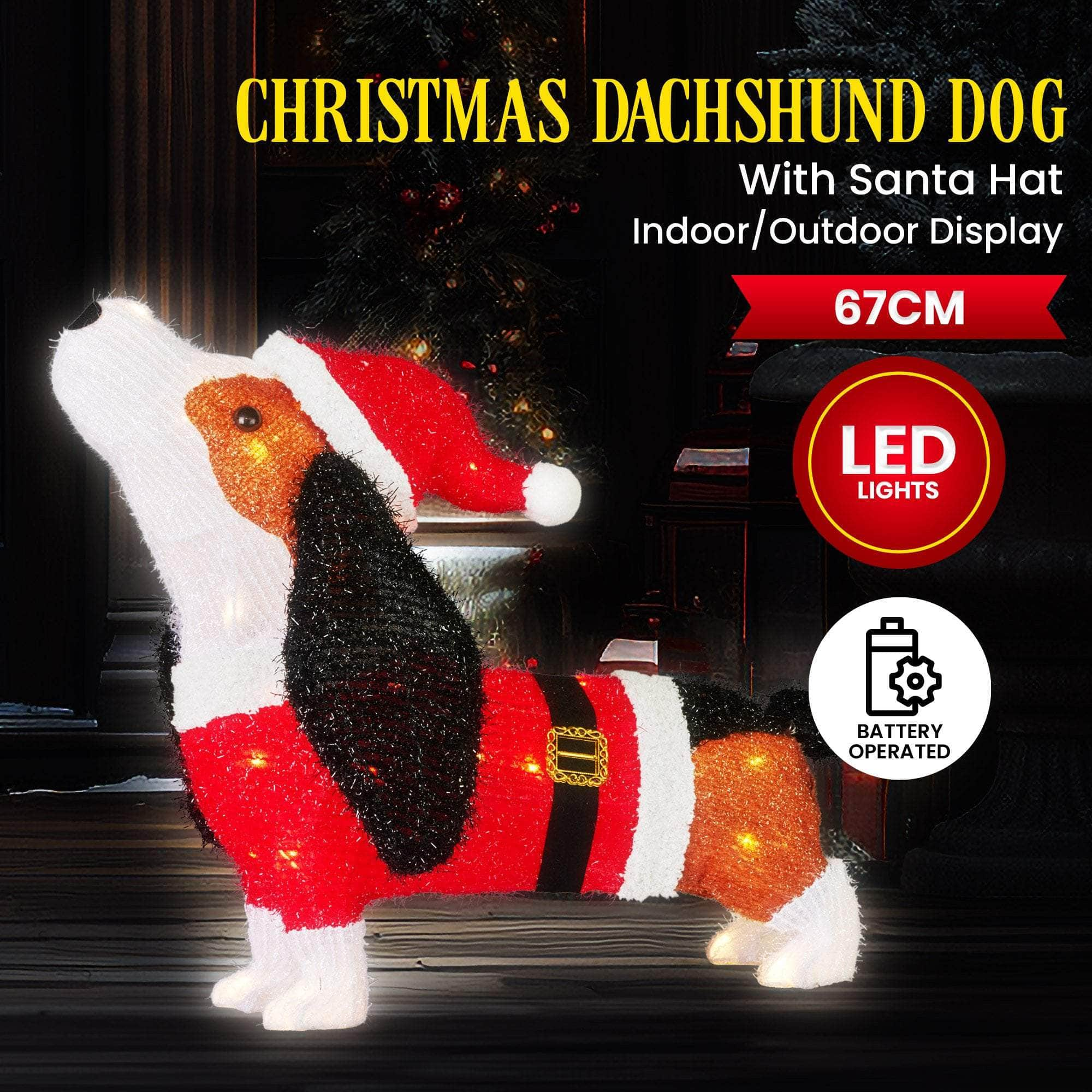 67cm Dachshund Christmas Display Dog with Lights