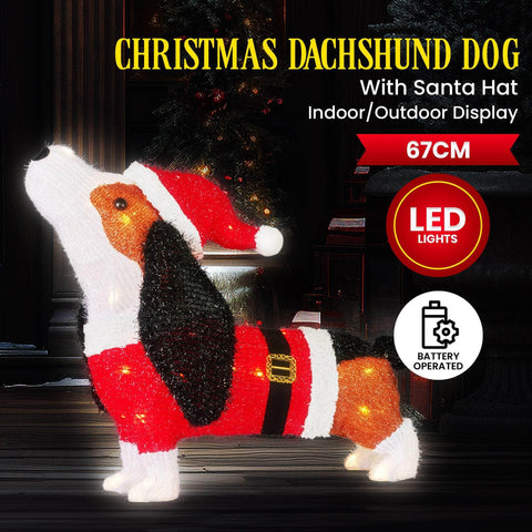 67cm Dachshund Christmas Display Dog with Lights