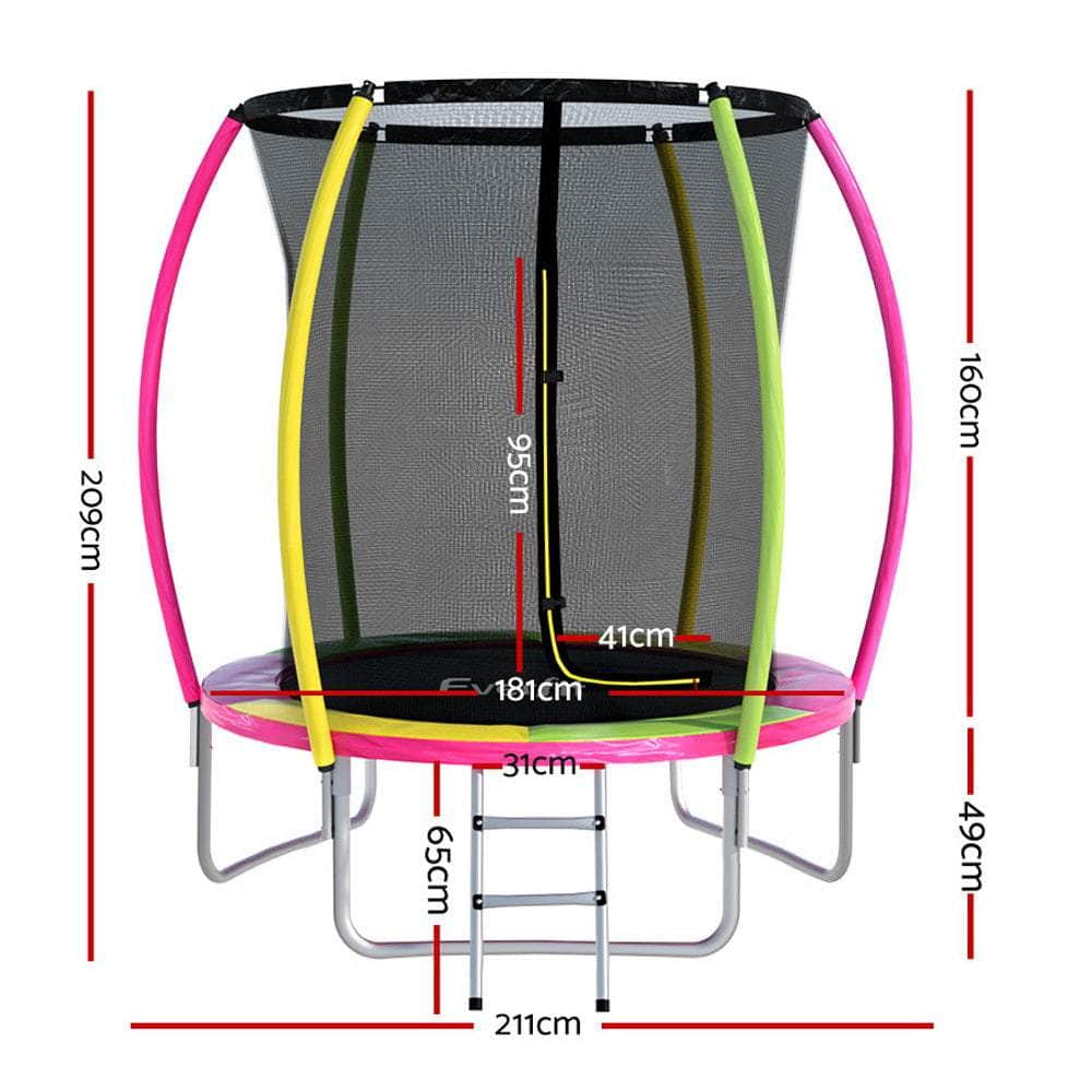 6FT Kids Trampolines Cover with Safety Net Pad in Multi-colored/Orange