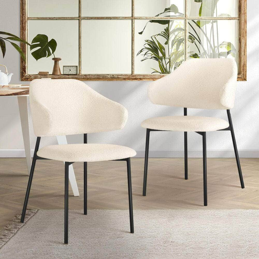 6x/2x Dining Chairs Tub Sherpa White&Black