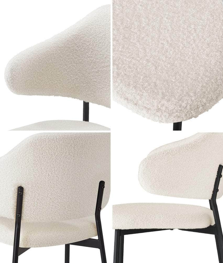 6x/2x Dining Chairs Tub Sherpa White&Black