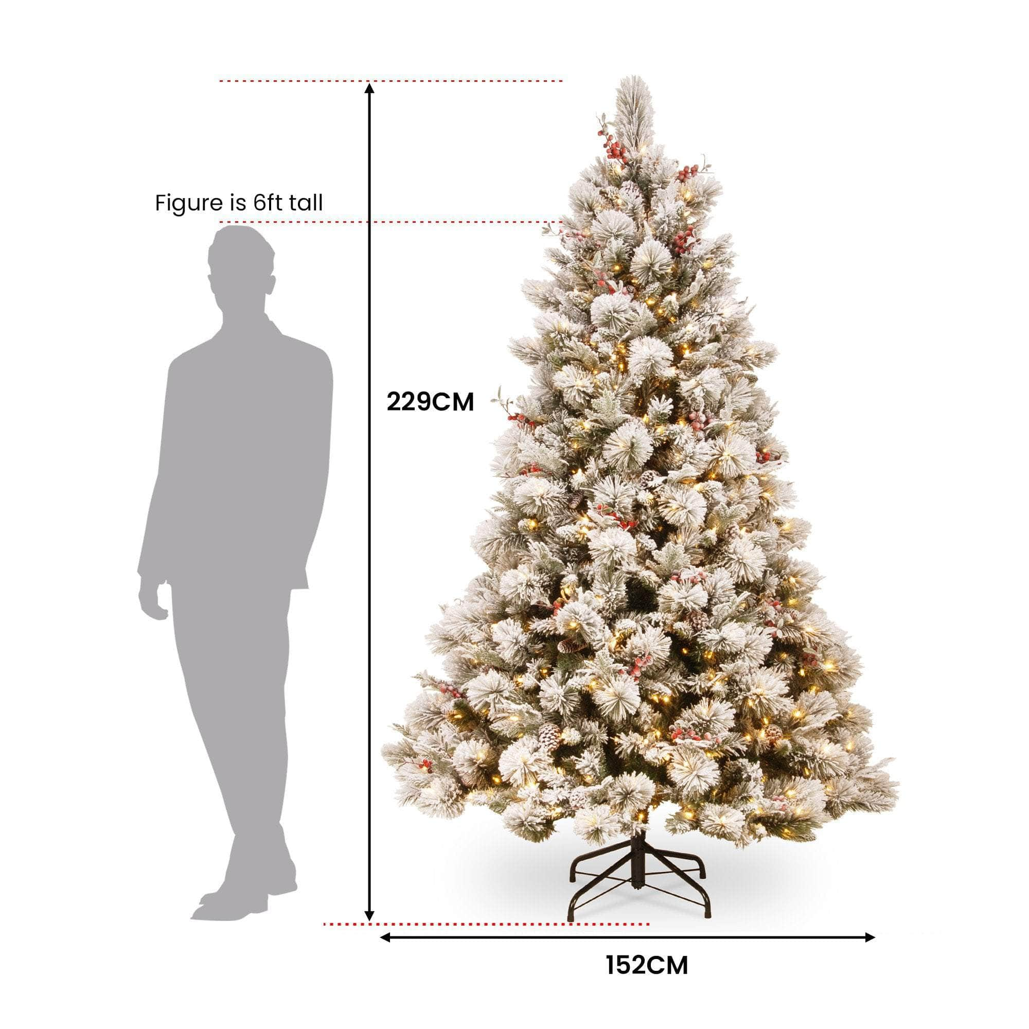 7.5ft 229cm Snowy Bedford Christmas Tree 1012 tips 800 LED Lights