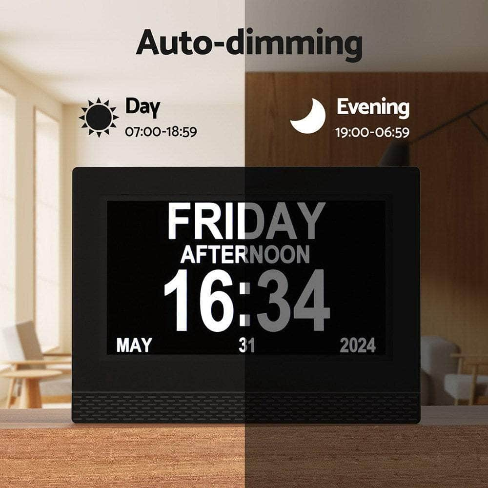 7" Digital Day Clock Calendar Alarm