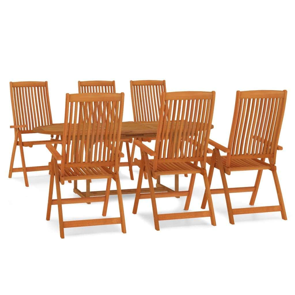 7 Pcs Garden Dining Set Solid Wood Eucalyptus