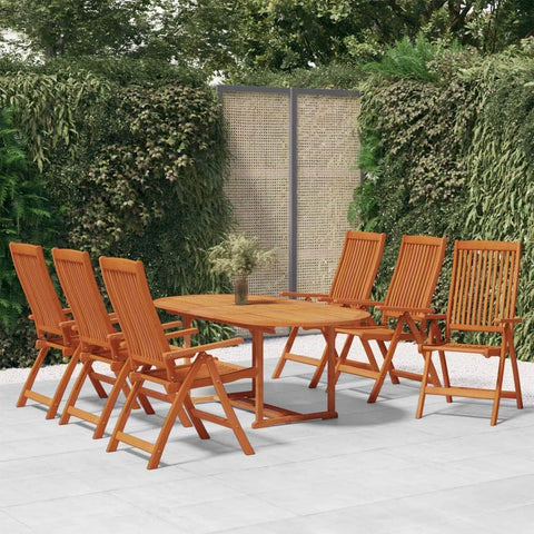 7 Pcs Garden Dining Set Solid Wood Eucalyptus