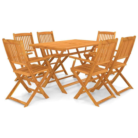 7 Piece Folding Outdoor Dining Set Solid Acacia Wood