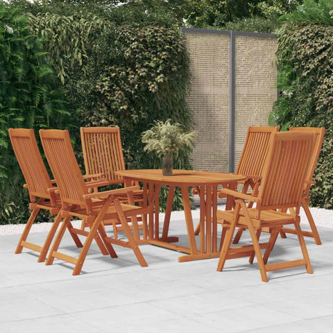 7 Piece Garden Dining Set Solid Wood Eucalyptus