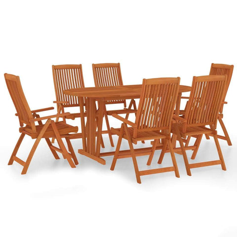 7 Piece Garden Dining Set Solid Wood Eucalyptus