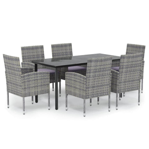 7 Piece Garden Dining Set with Cushions Anthracite Poly Rattan