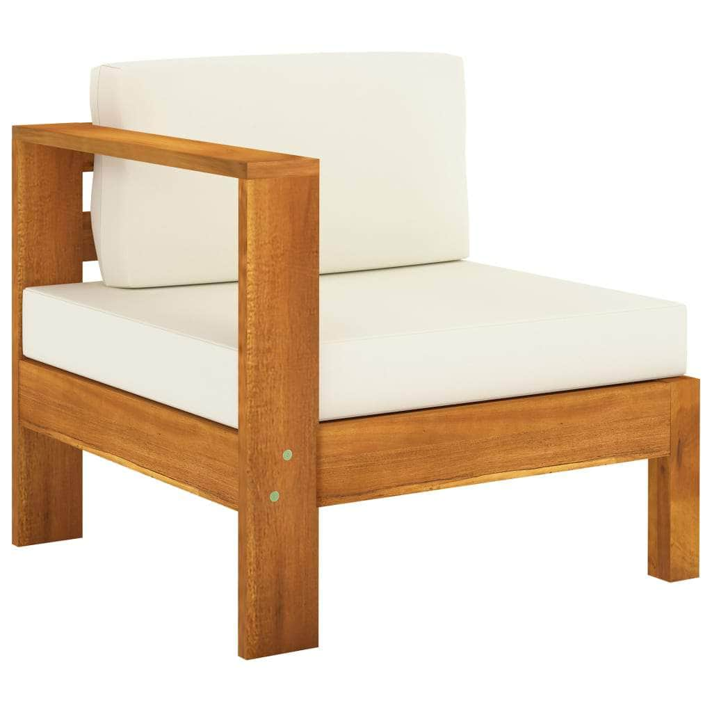 7-Piece Garden Lounge Set with Cream White Cushions Acacia Wood