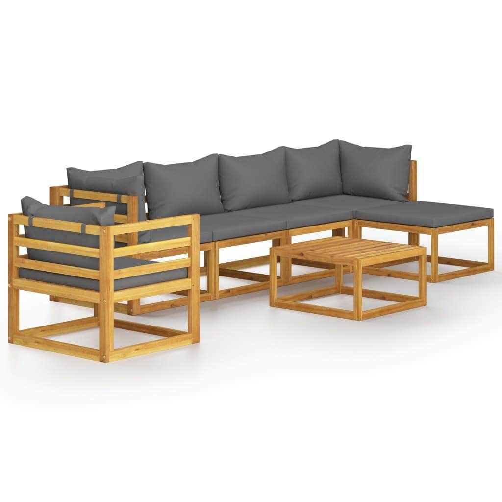 7 Piece Garden Lounge Set with Cushion Solid Acacia Wood