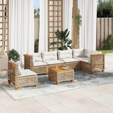 7 Piece Garden Sofa Set with Cushions Beige