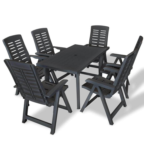 7 Piece Outdoor Dining Set Plastic Anthracite