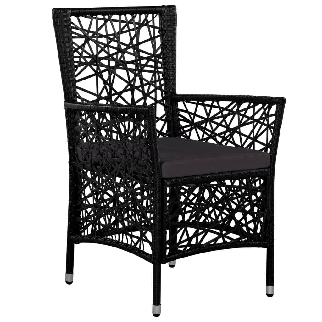 7 Piece Outdoor Dining Set Poly Rattan Black