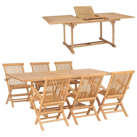 7 Piece Outdoor Dining Set  Solid Teak Wood