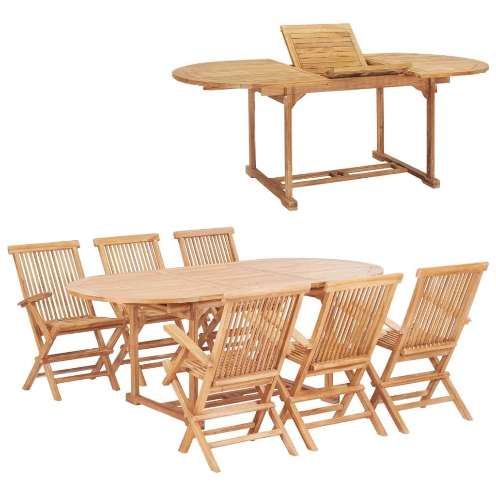 7 Piece Outdoor Dining Set  Solid Teak Wood