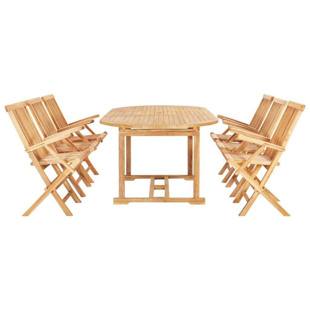 7 Piece Outdoor Dining Set  Solid Teak Wood