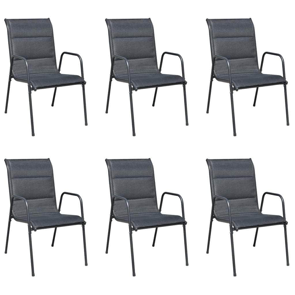 7 Piece Outdoor Dining Set Steel Black