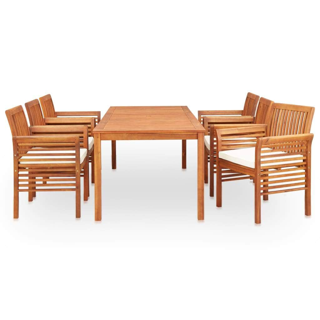 7 Piece Outdoor Dining Set with Cushions Solid Acacia Wood