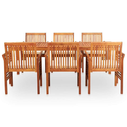 7 Piece Outdoor Dining Set with Cushions Solid Acacia Wood