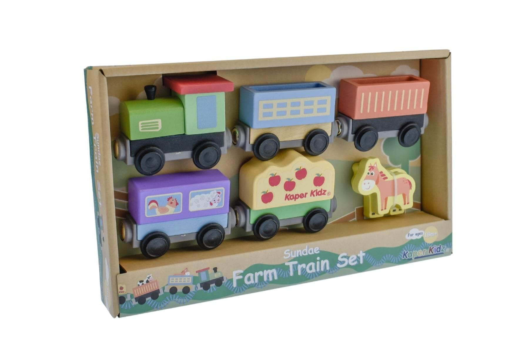 7-Piece Wooden Train Set With Farm Theme