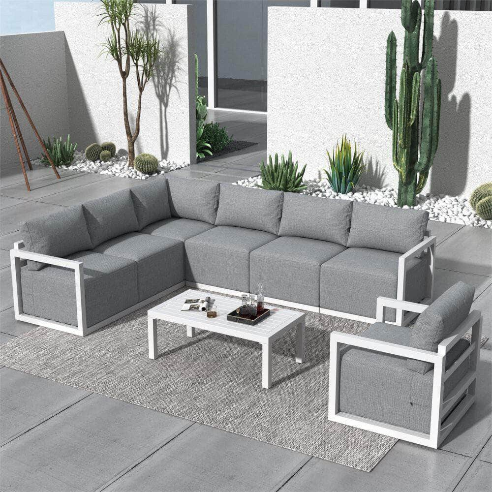 7-Seat Garden Lounge Set White