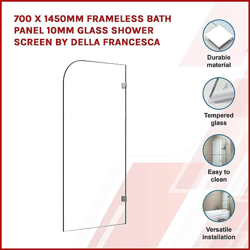 700 x 1450mm Frameless Bath Panel 10mm Glass Shower Screen