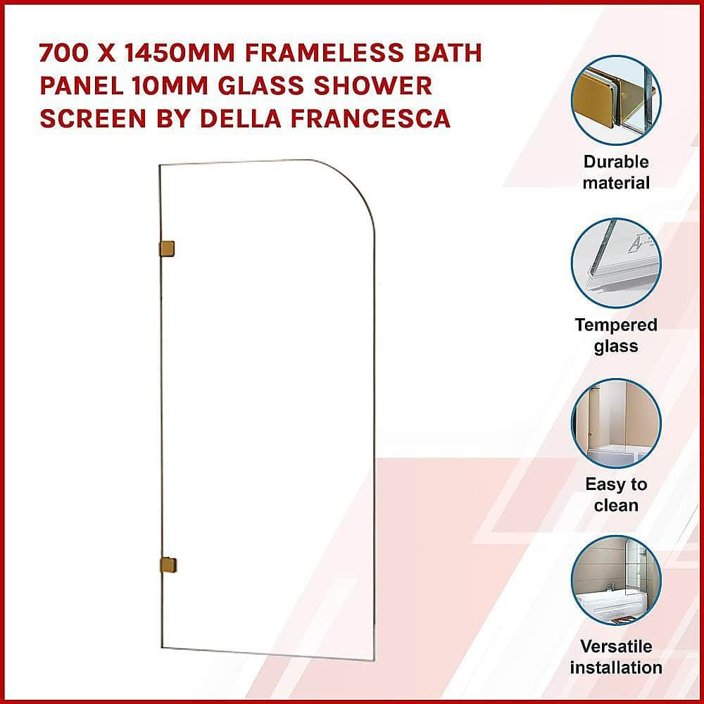 700 x 1450mm Frameless Bath Panel 10mm Glass Shower Screen