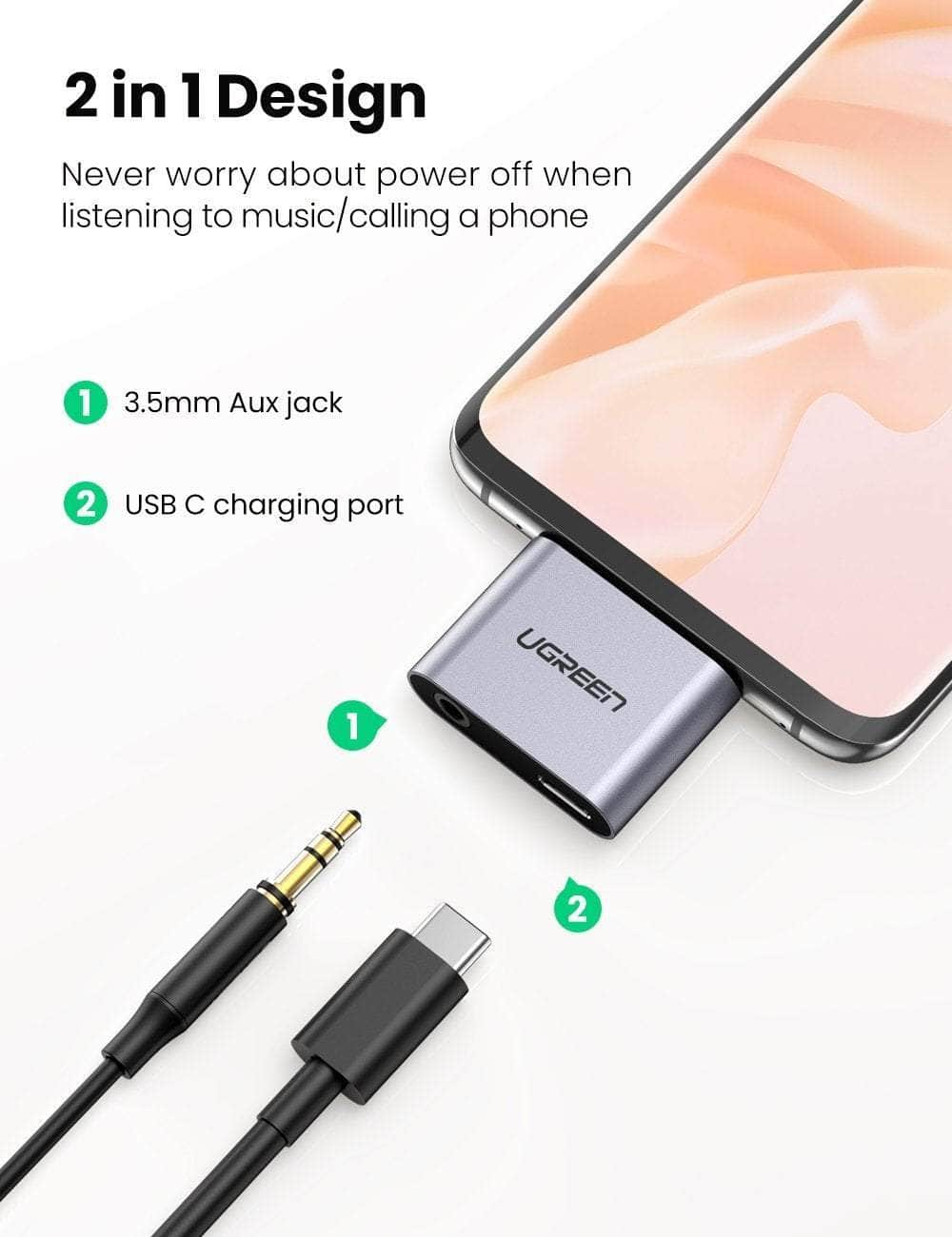 70312 2-In-1 Usb C To C And 3.5Mm Adapter