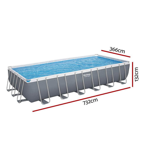 732X366X132Cm Steel Frame Above Ground Pool W/ Ladder 30045L