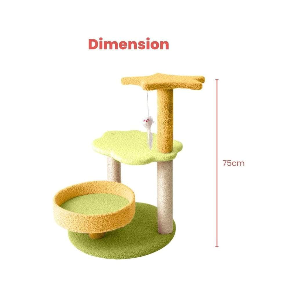 75Cm Galaxy Plush Scratching Post Cat Tree Yellow Green