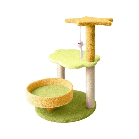 75Cm Galaxy Plush Scratching Post Cat Tree Yellow Green