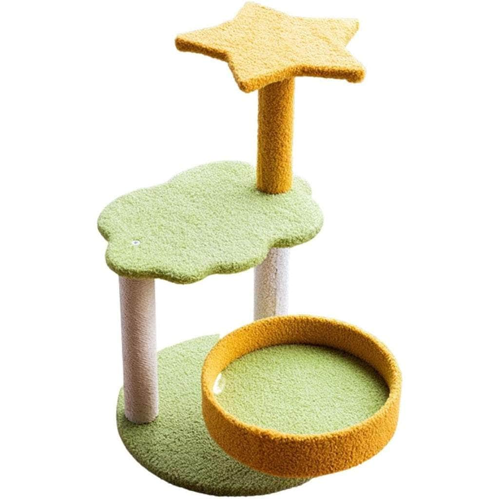 75Cm Galaxy Plush Scratching Post Cat Tree Yellow Green